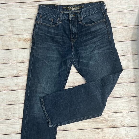 American Eagle Relaxed Straight Leg Jeans Men's 30x32 Medium Wash Denim AEO - Picture 15 of 16